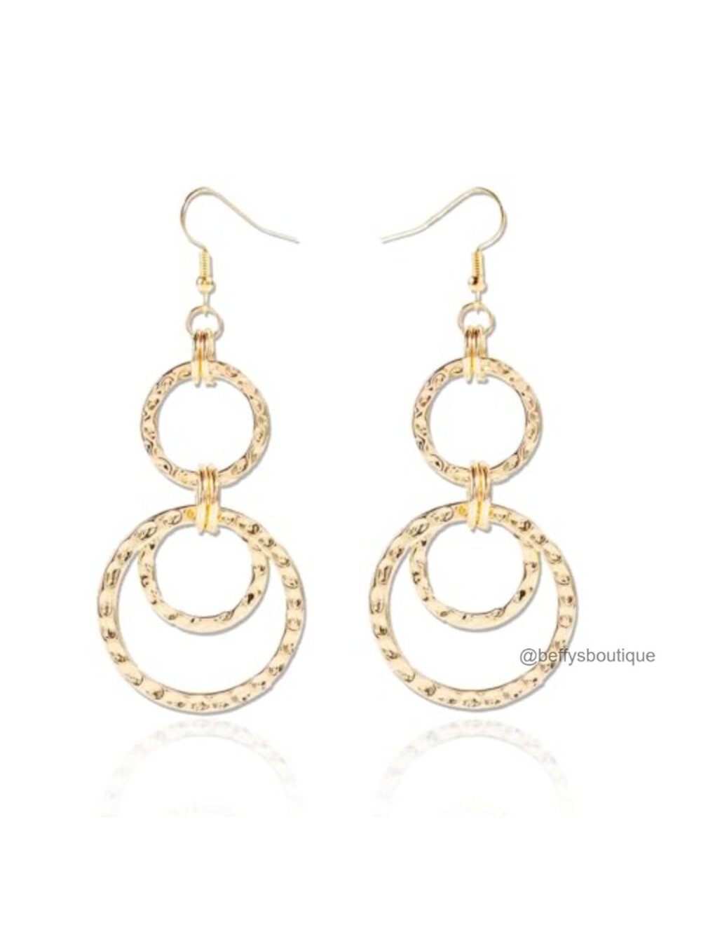 Hammered Boho Gold Dangle Hoop Earrings Zinc Lightweight Drop Earrings